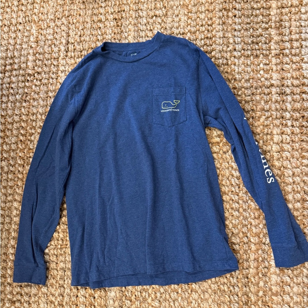 Vineyard Vines Navy Long-Sleeve Pocket Tee with Whale Logo SZ XL